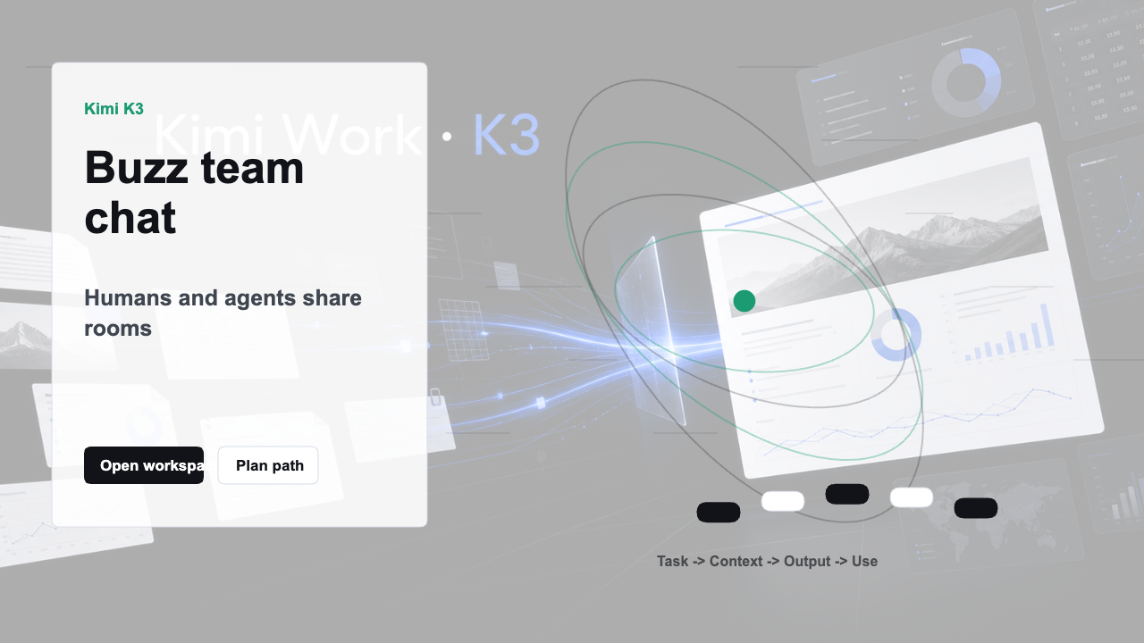Buzz team chat evaluation visual with rooms, agents and workflow handoff